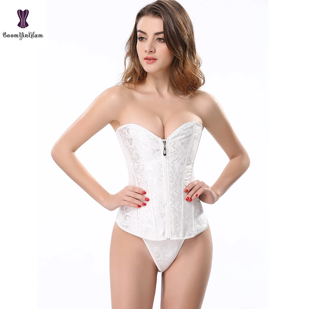 Простой корсет с цветочным рисунком спиральные стальные косточки Белый Черный