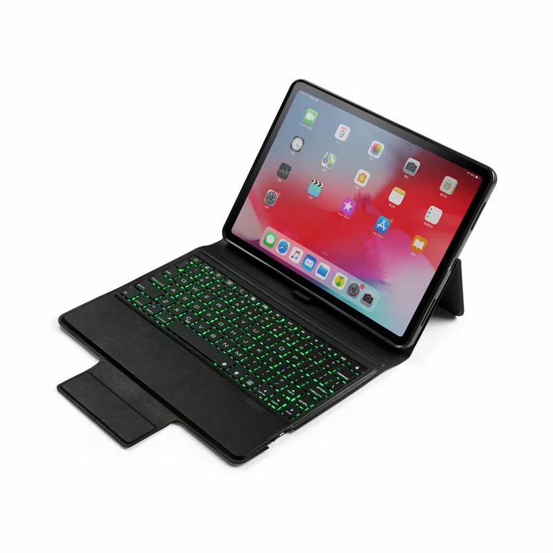 black with lighting Ультра тонкая подсветка Bluetooth клавиатура для IPad Pro 12,9 Обложка на заднюю панель из искусственной кожи для IPad Pro 12," A1876 A2014 A1895 A003 - Цвет: black with lighting