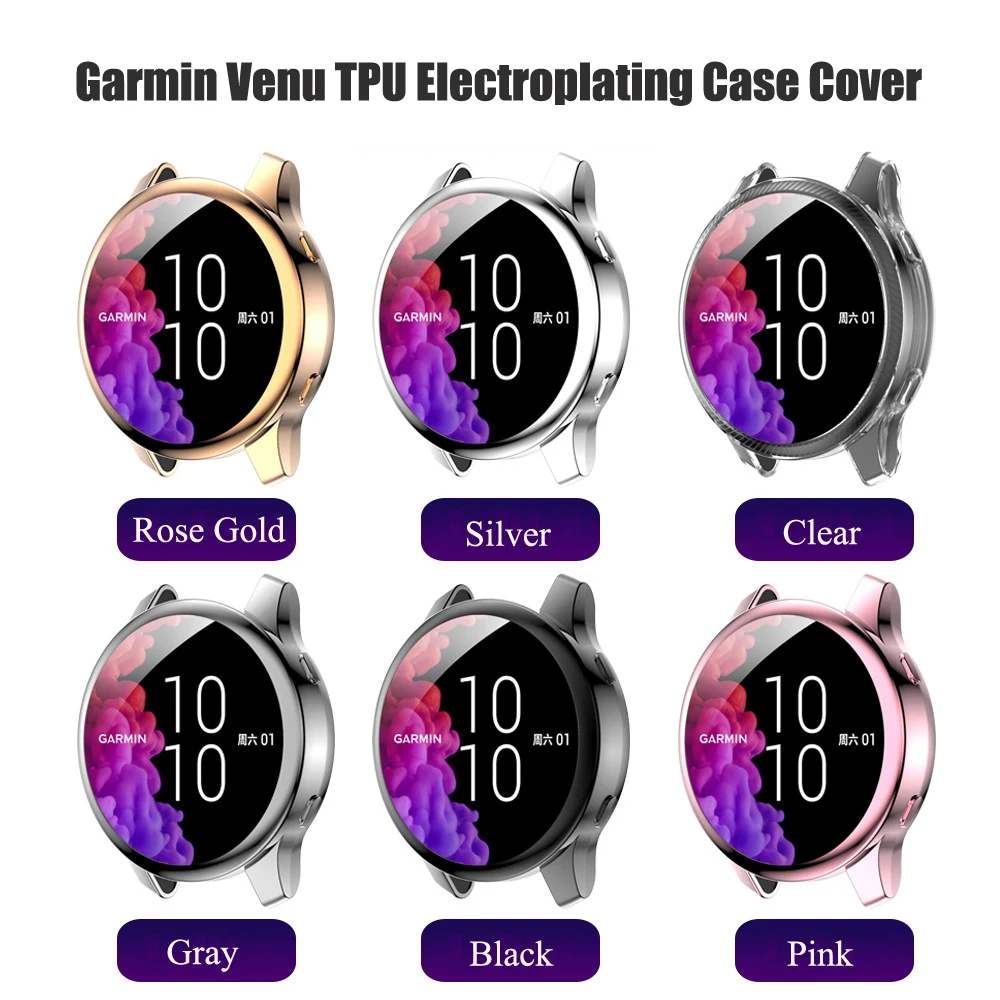 

Full Protect Electroplating TPU Case Cover for Garmin Venu Smart Watch Accessories Shock-resistant Flexible for Garmin Venu
