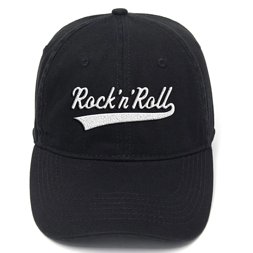 

Lyprerazy Flock Printing Rock N Roll Classics Washed Cotton Adjustable Baseball Cap
