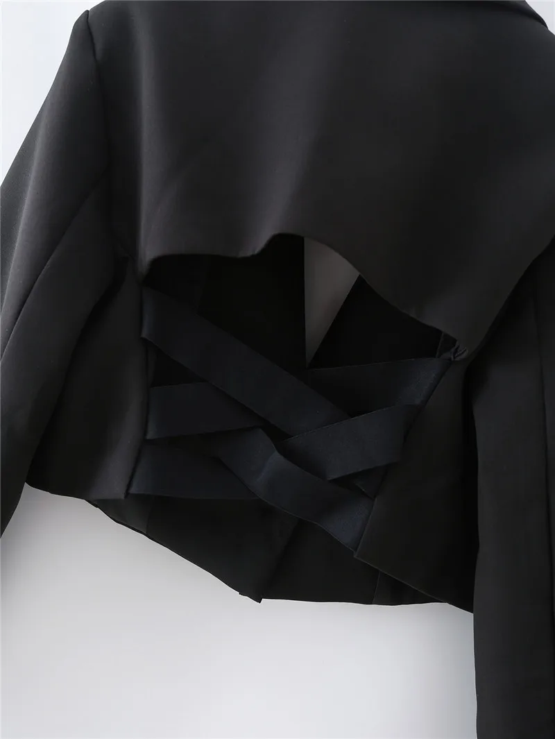 

TMODA1758 2021 Summer Crop Blazer Women Long Sleeves Cross Strapped Backless Fashion Design Casual Chic Lady Woman Blazer Suit