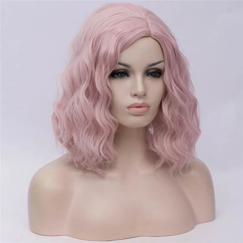 MSI Wigs женские розовые парики Короткие вьющиеся термостойкие 14 дюймов Синтетические волосы зеленый парик для черно-белых женщин косплей боб парики