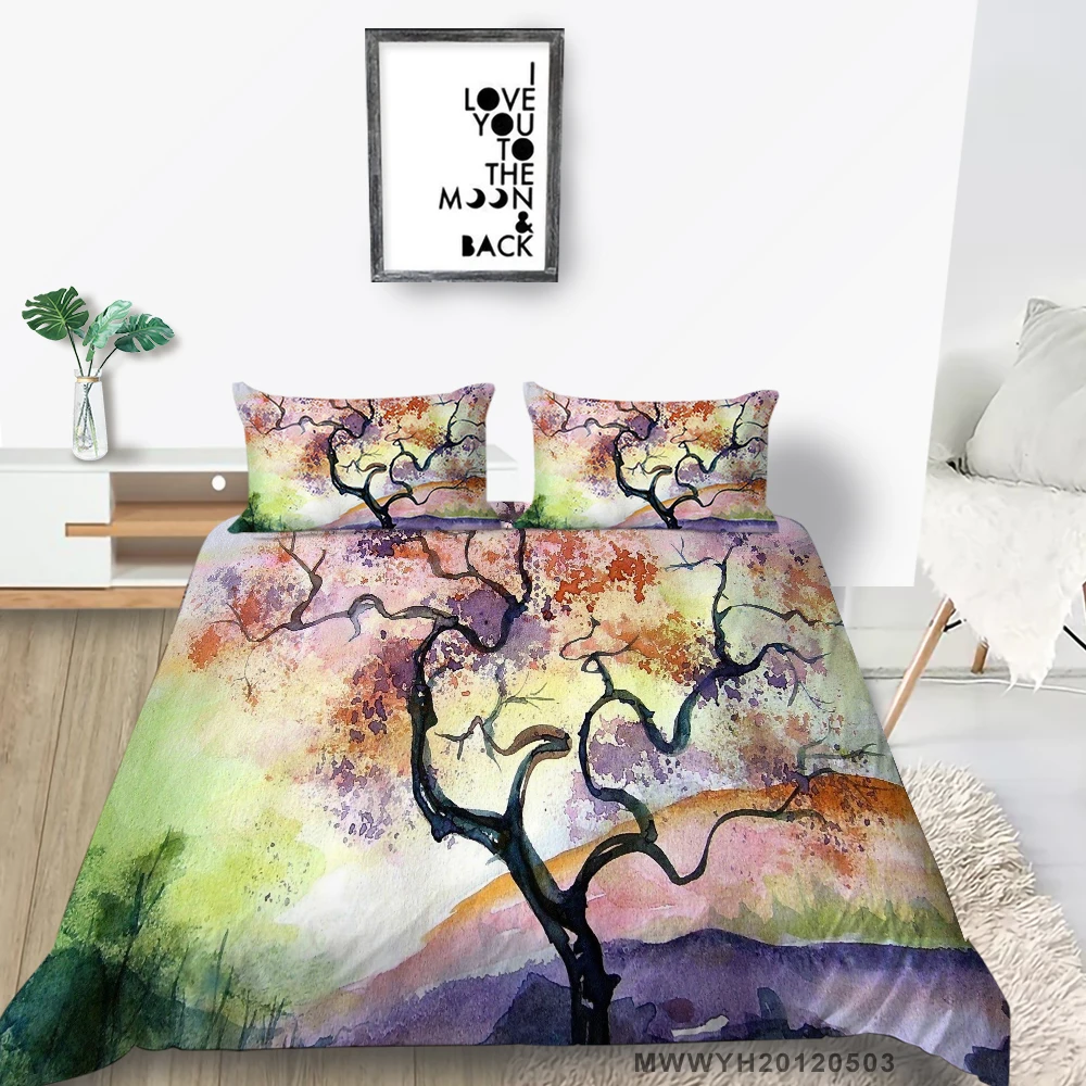 Комплект постельного белья с 3d-изображением гор винтажная мягкая пододеяльник