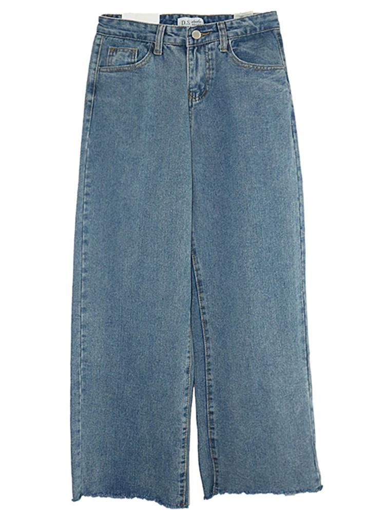

Jeans Women Solid Slim Simple Daily All-match Straight Trousers Plus Size 2XL Loose Womens Korean Style Chic New High Waist Ins
