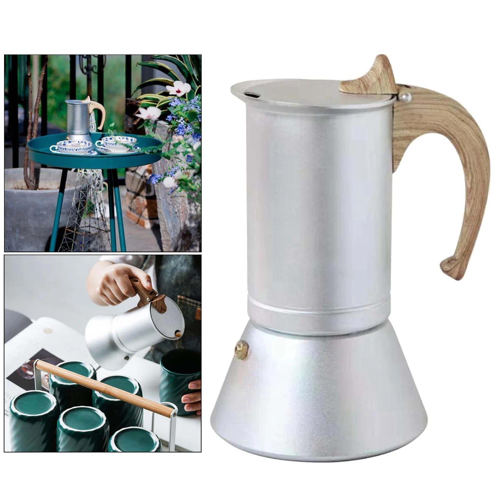 

Aluminum Stovetop Espresso Coffee Maker Pot Stainless Steel Base for Home