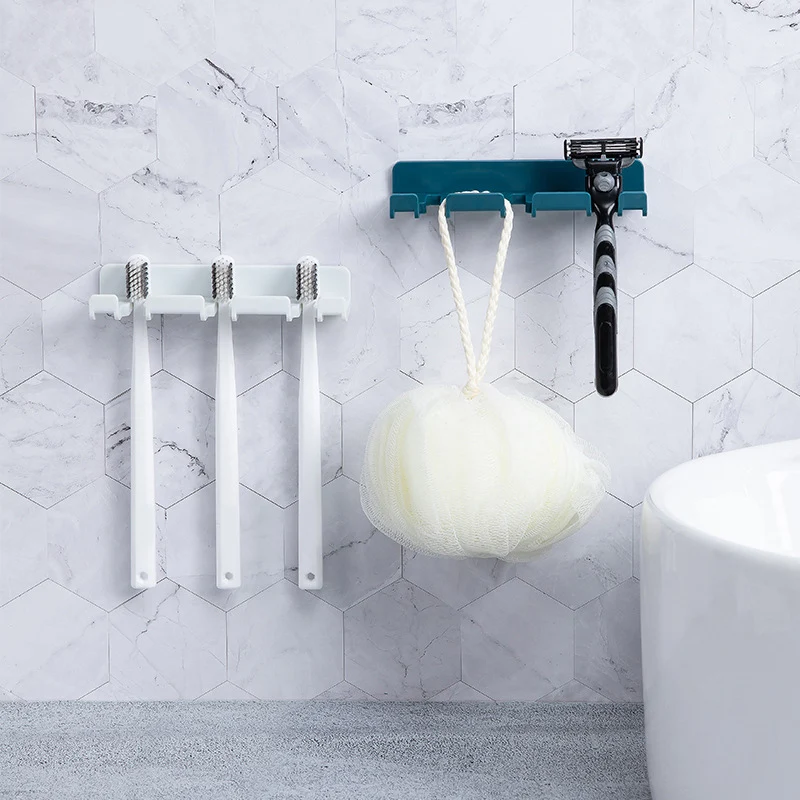 

Wall-mounted Toothbrush Rack Punch-free Paste Plug Hook Toilet Sticky Hook Bedroom Household Storage Hooks Hot Bathroom Supply