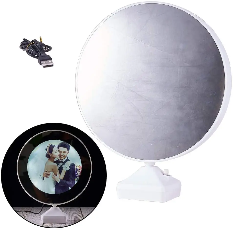 

1 piece of photo frame mirror LED light with USB cable light photo frame home gift bedroom creation magic mirror plastic