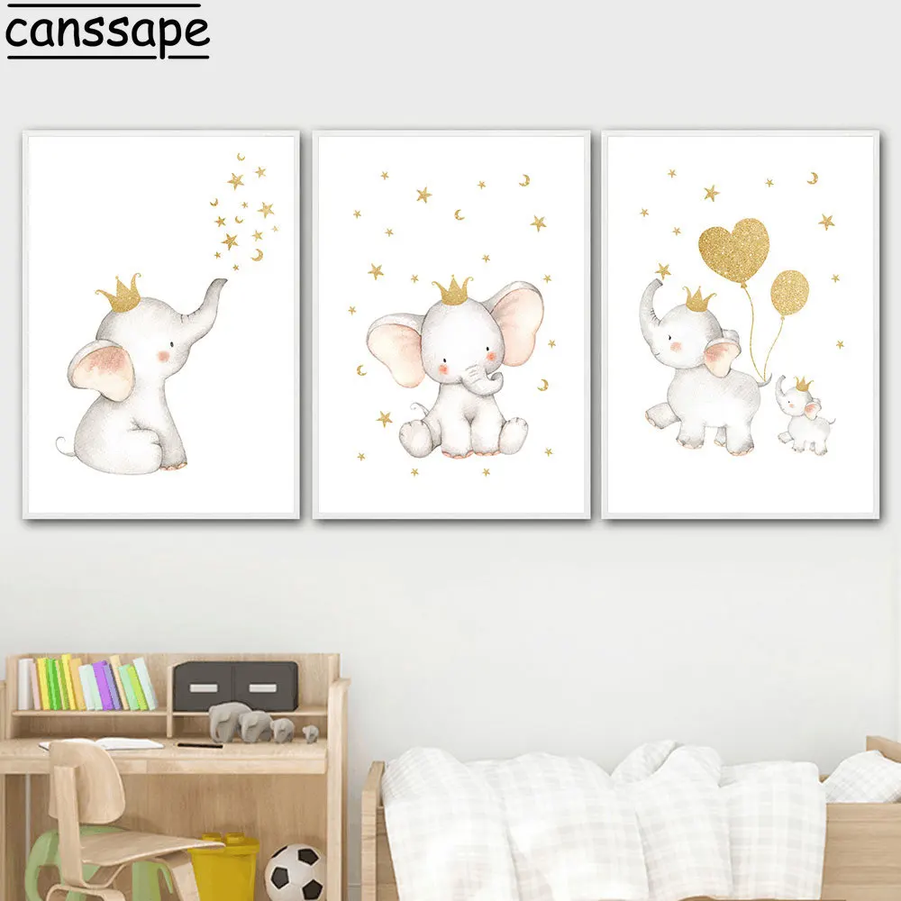 Настенный постер для детской комнаты слон воздушный шар холст картина Постер