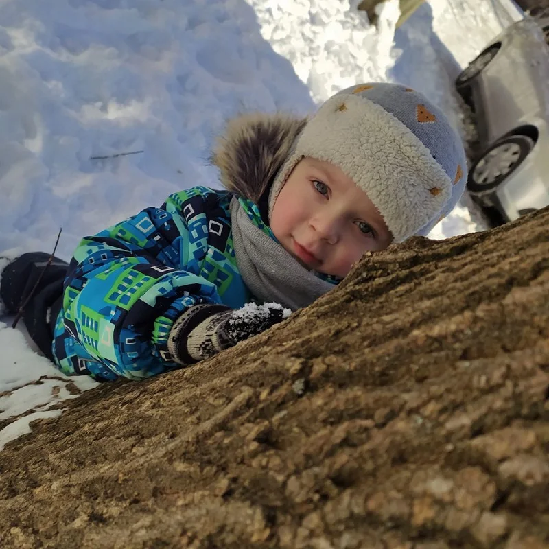 Шапка-ушанка детская хлопковая вязаная жаккардовая зимняя | Детская одежда и