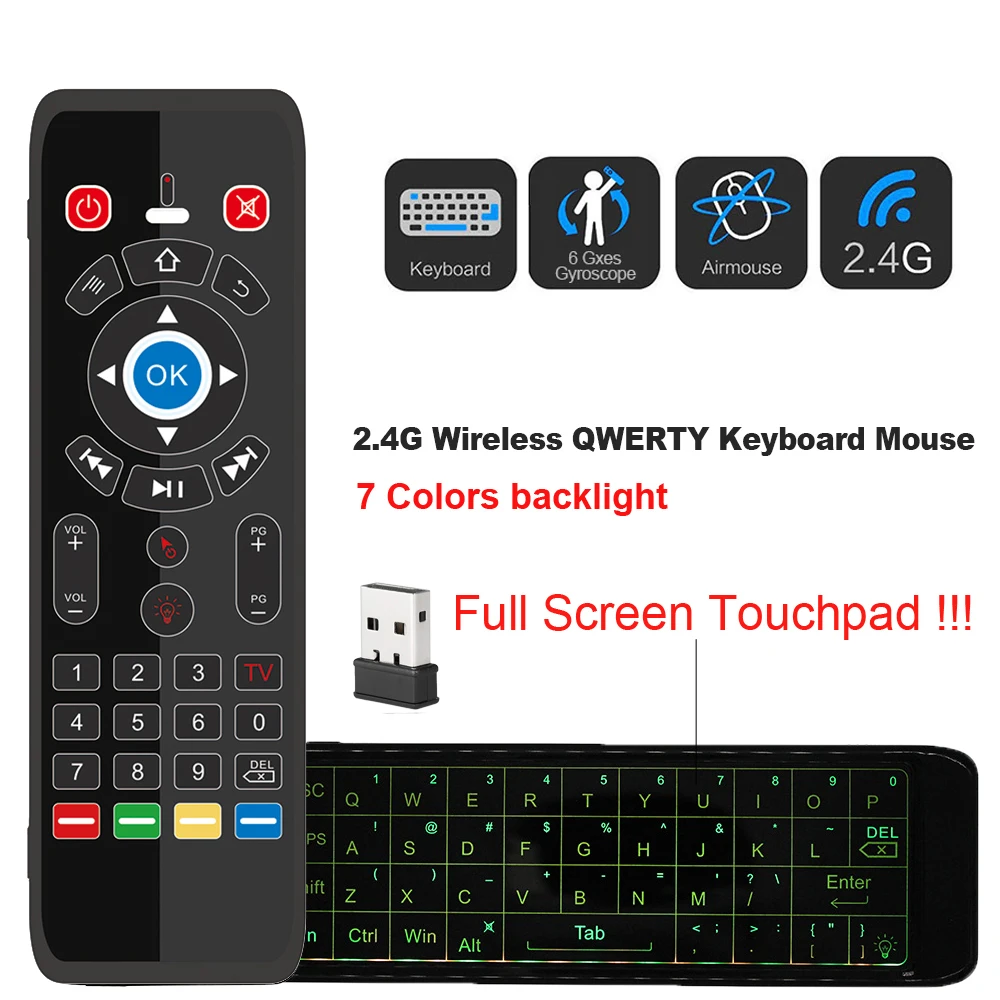 T16 2.4G Air Mouse Wireless Touchpad Keyboard 7 Backlit For Andriod TV Box Projector IPTV HTPC PC Laptop Smart Remote Controller |