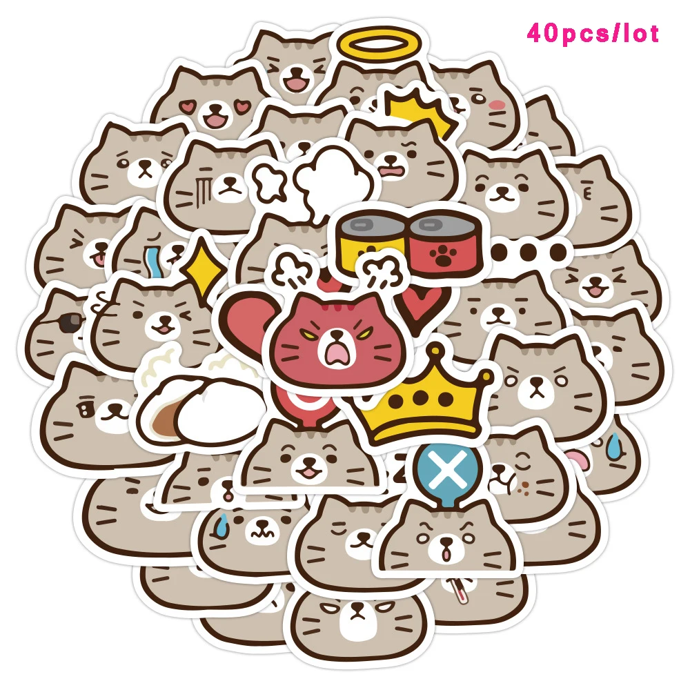 

40Pcs/set Fat Cat Cartoon DIY Mini PVC Sticker DIY Diary Album Notebook Decoration Cup Label Stationery Student Award Stickers