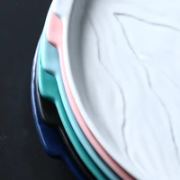nordic round binaural with handle large hotel western food plate multi function ceramic plate solid color dessert cake plate