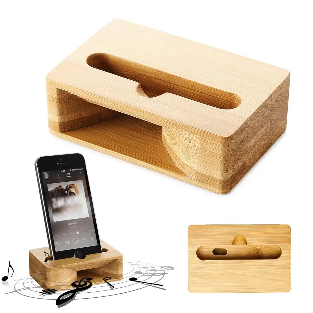 mobile phone holders wood bamboo phone stand holder bracket with sound amplifier for android iphone mobile phone accessories free global shipping