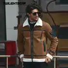 Мужская Меховая куртка-бомбер Witer, приталенная винтажная Повседневная мотоциклетная куртка большого размера, верхняя одежда AF772