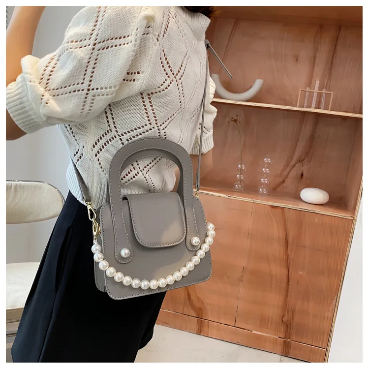 

New style Messenger Bag Fashion Pu women's single shoulder bag pearl portable small square bag