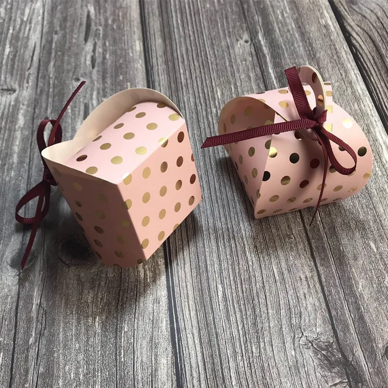 100 шт. милые коробки для конфет в горошек бронзированные коробка шоколада