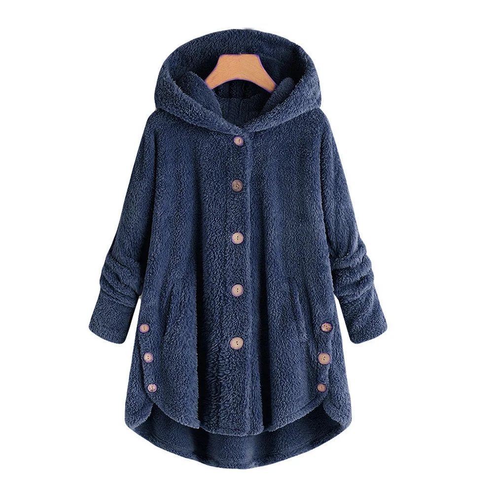 

Winter Warm Top Fleece Women Sleepwear Hooded Top Solid Color Long Sleeve Oversized Loose Hoodies Lounge Sleep Tops Homewear
