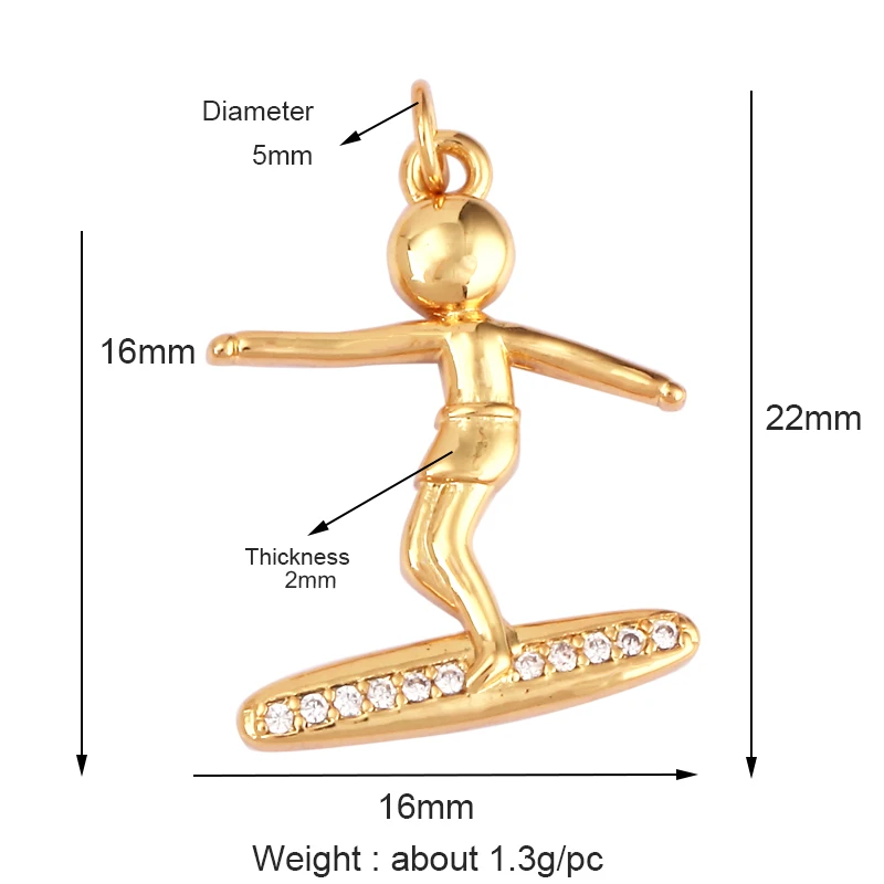 

Clear CZ Sport Skatin Charm Pendant,Real Gold Plated Cubic Zirconia CZ Paved,Jewelry Necklace Bracelet Accessories Supplies