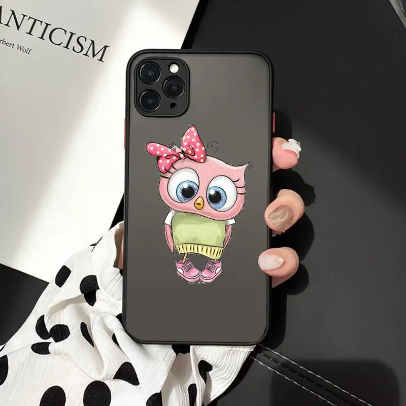 

Lovely Animal Owl Phone Cases matte transparent For iphone 7 8 11 12 plus mini x xs xr pro max cover