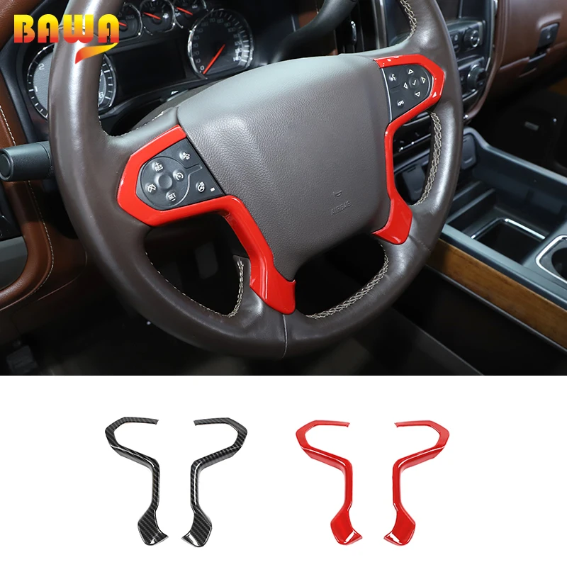 

BAWA Interior Accessories for Chevrolet Silverado Car Steering Wheel Decoration Cover Stickers for Chevrolet Silverado 2014-2018