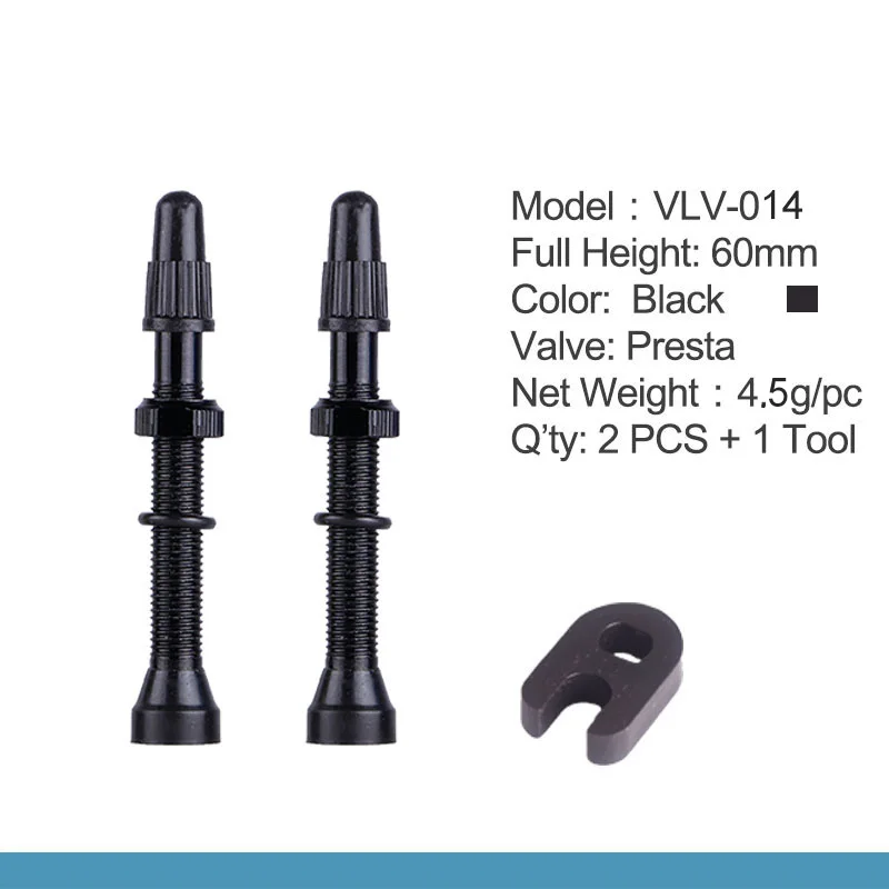 60mm Black 1 Pair Deemount 1 пара ЧПУ анодированный Presta клапаны для MTB дорожный велосипед бескамерные шины 60 мм сплав стволовых латунный сердечник много цветов - Цвет: 60mm Black 1 Pair