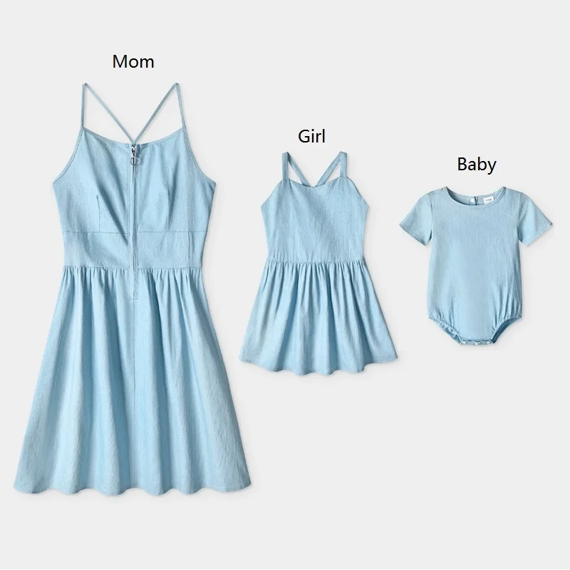 

Summer Mother Daughter Matching Dresses Family Look Mom Mum Baby Mommy and Me Clothes Outfits Fashion Women Girls Cotton Dress