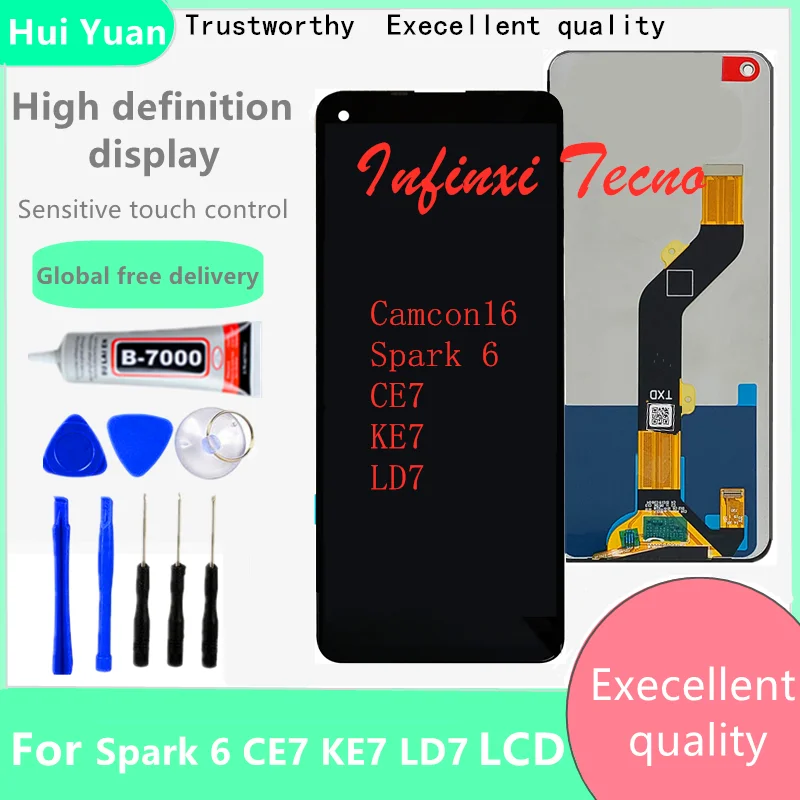 

6.8" For Tecno Camcon16/Spark 6/Pova LCD with Touch Screen for Tecno CE7 KE7 LD7 Display Pantalla Complete