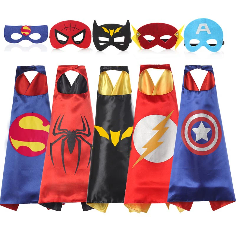 100 детский Супер плащ героя s-двухсторонняя атласная ткань супер маска подарок на