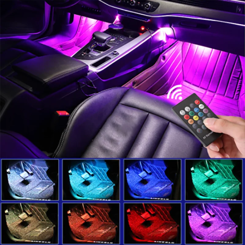 

Automotive Interior Decorative Lights LED Car Foot Light LED Atmosphere Lamp Ambient Lamp USB Wireless Remote Voice Easy Control