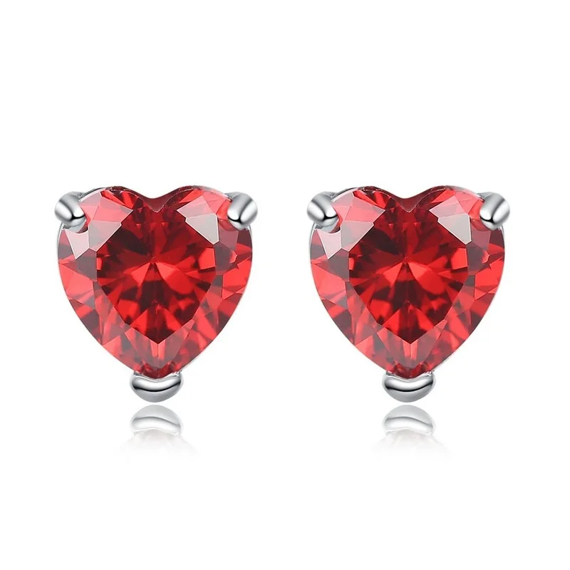 

Genuine 925 Silver Garnet Rhatelite Earrings Cute Heart-shaped Zircon Earrings Female 2021 Trendy Net Red Explosion Earrings