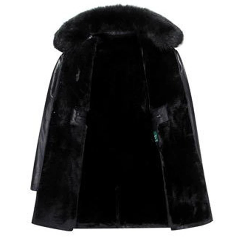 Russian Winter Warm Fleece Trench Coat Men Plus Size 4XL Removable Fur Collar Mens Sheepskin Jacket and Coats With Wool Velvet | Мужская