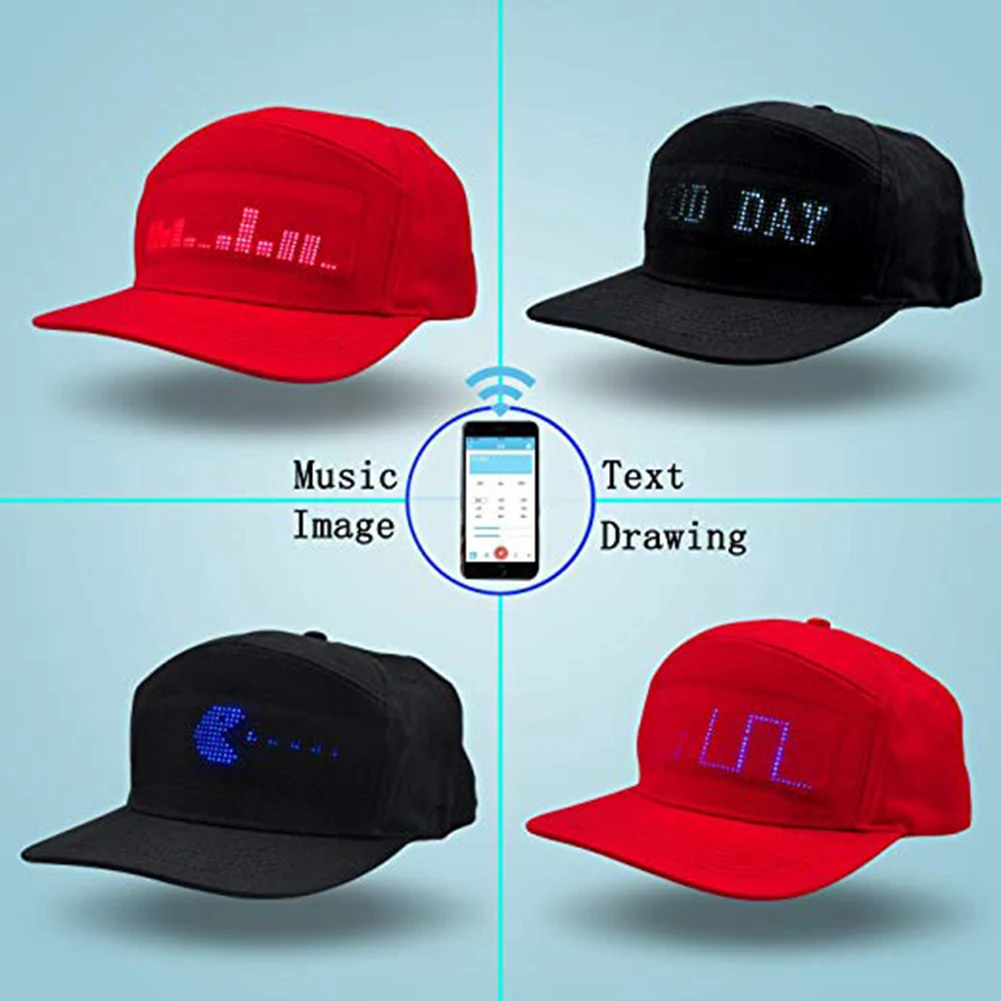 Шляпы, светящиеся, светодиодный, многоязычный, беспроводные, Bluetooth, вечерние, мужские бейсболки, шляпа от солнца