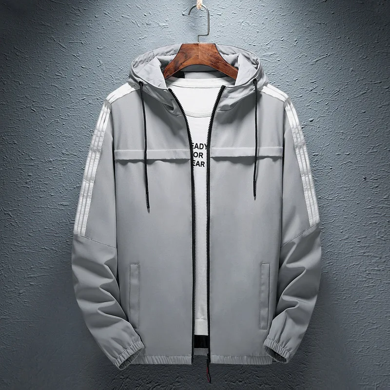 

New Mens Bomber Jacket Casual Hooded Autumn Fashion Windbreaker Hip Hop Harajuku Streetwear Male Zipper Jacket Coat Outwear 4XL