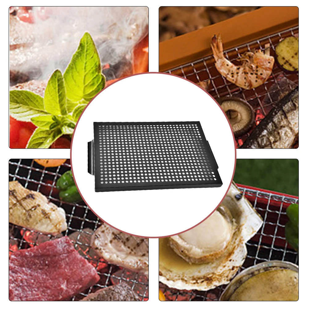 

Barbecue Tray Frying Pan Square Non Stick Vegetables Tray Grill Basket Carbon Steel Outdoor Kitchen Accessories