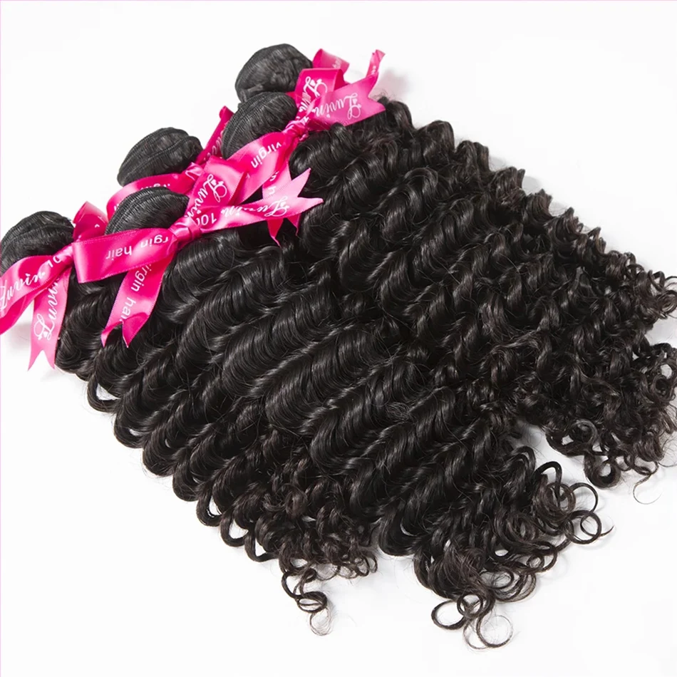 Luvin бразильские девственные волосы глубокая волна 100% человеческие ткет