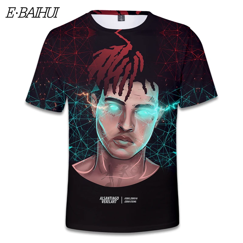 3D футболка с надписью E BAIHUI xxxtentacion мужская летняя модная в стиле хип хоп рэп месть