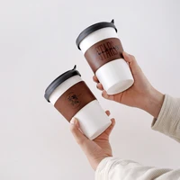 ins casual cup ceramic coffee mug with lid leather travel cup keep warm cup creative water cup anniversary gifts for husband