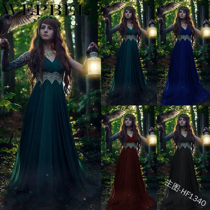 WEPBEL женское винтажное средневековое платье платья эпохи Возрождения длинное в