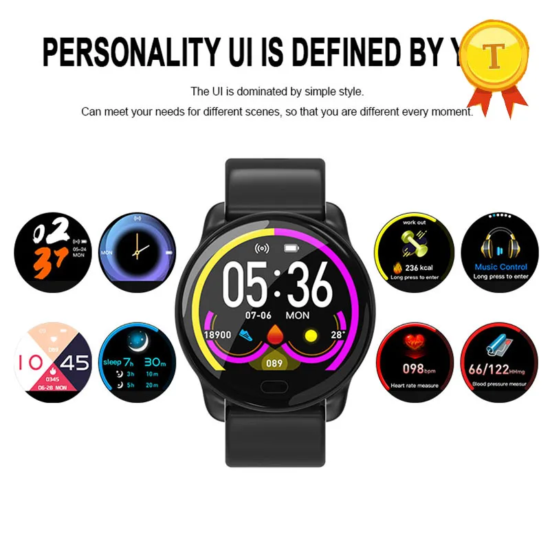 Мужской и мужской браслет для смарт часов IP68 Водонепроницаемый ips цветной