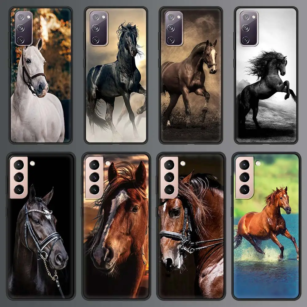 

Running Horse Animal Phone Case For Samsung Galaxy S20 FE S21 Ultra S20 S10 S9 Plus S10E S8 Silicone Soft Back Protect Cover