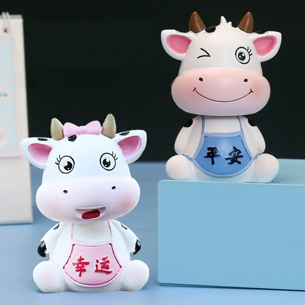 

Exquisite Practical Car Styling Shaking Head Cow Lovely Cow Ornament Eye-Catching for Office