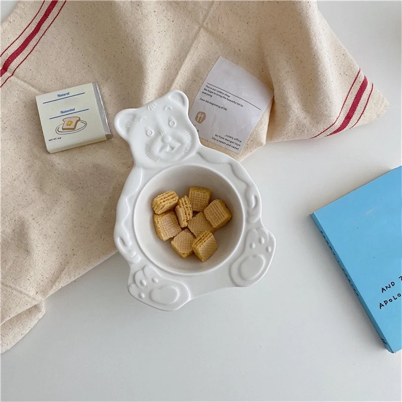 

Ceramic Bear Shape Steamed Egg Bowl Household Baking Oven Tableware Porcelain Salad Dessert Baking Bowl Kitchen Tools