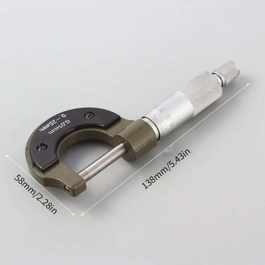 

1Pc Outside Micrometer 0-25mm Measuring Tool 0.01mm Gauge Outside Metric Micrometer Tool With Metal For Mechanist Caliper Tool