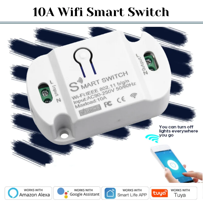 

Tuya Wifi Smart Switch 10A Wireless Remote Switch Light Timeing Controller Modules Works With Amazon Alexa Google Home