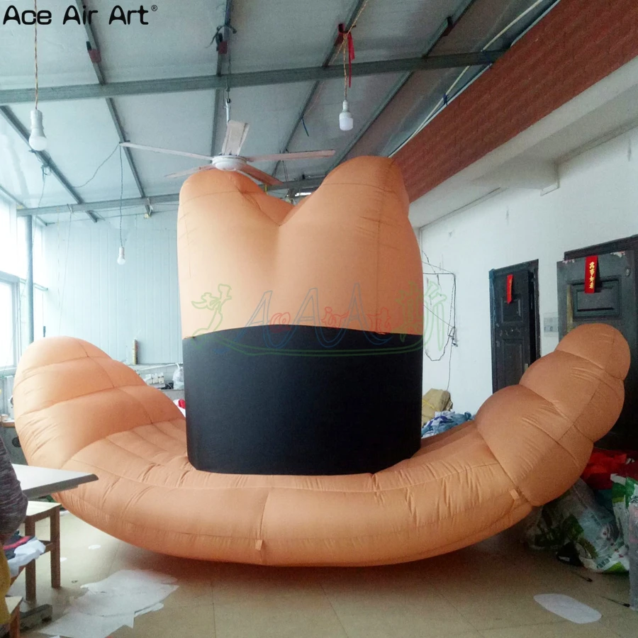 Высшее качество 2 м высокая желтая шляпа Реплика надувной ковбойский головной