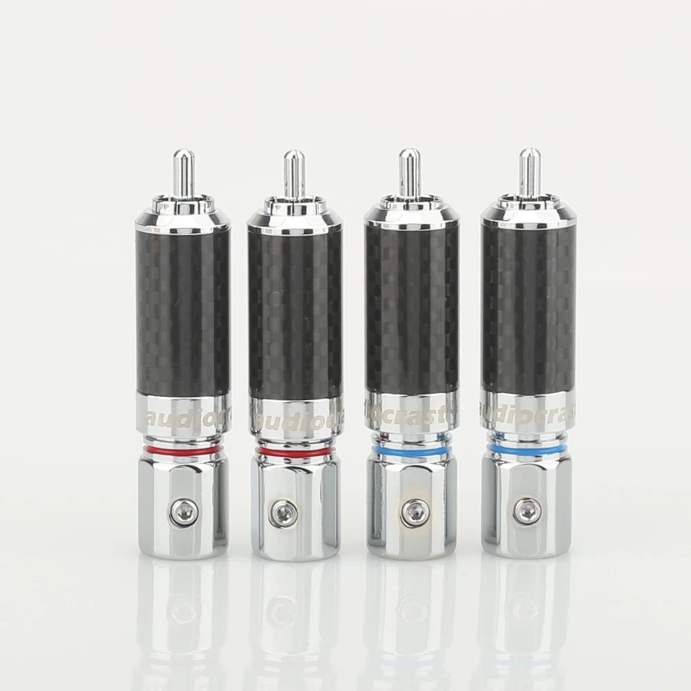 4 шт. OEM высококачественный родиевый разъем RCA из углеродного волокна, штекер Hi-Fi Auido