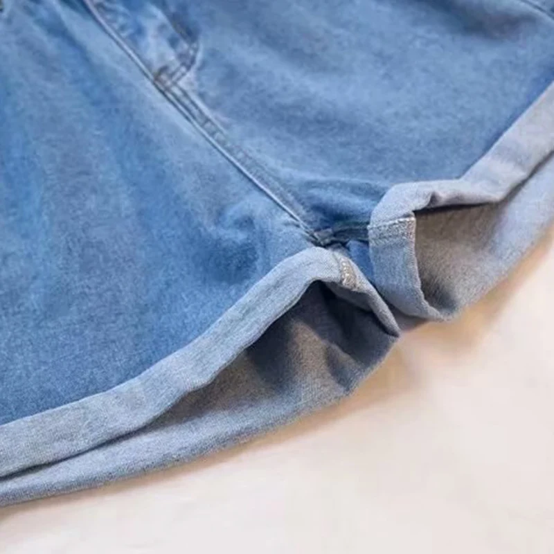 Женские джинсовые шорты с карманами и пуговицами размера плюс 5XL черные