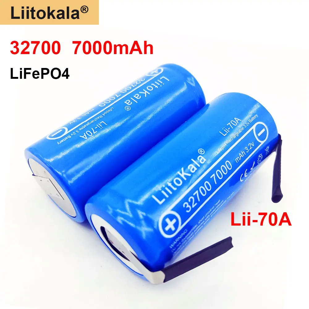 

2020 LiitoKala Lii-70A High power 3.2 V 32700 7000mAh battery 6500mAh LiFePO4 35A 55A Continuous Discharge battery+Nickel Sheets