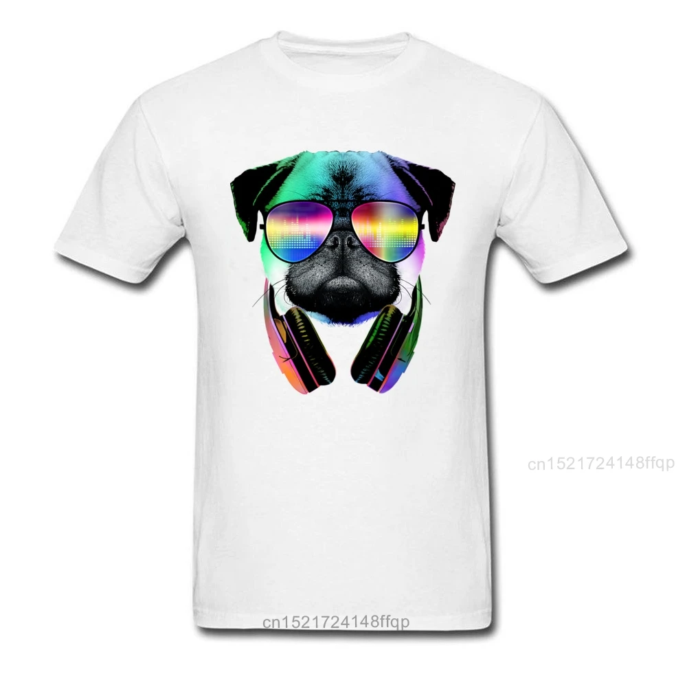 Любовь Музыка Мопс Футболка мужская черная одежда Красочные Топы хипстерская