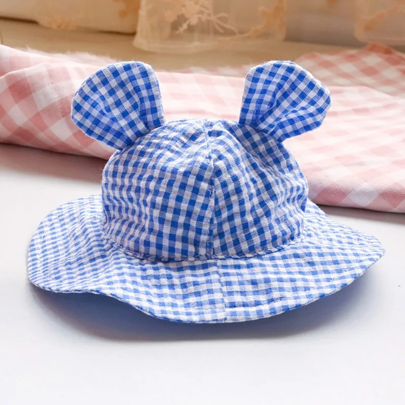 

Summer Pet Dog Plaid sunshade Hat Puppy Cat Hawaii Style Kitten cute Ear Hats Sun Cap Pet Outdoor Accessories